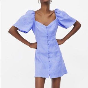 Zara Blue Linen Mini Dress